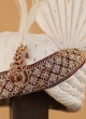 Groom Wear Embroidered White And Maroon Safa